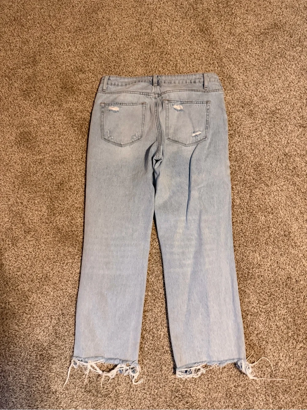 Women's Light Blue Straight Leg Distressed Jeans
